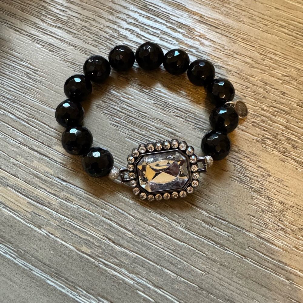 Oriana laMarca Elegant Black Beaded Bracelet with Silver Accents